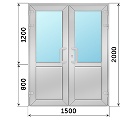 Двухстворчатая дверь со стеклом Reynaers 1500x2000