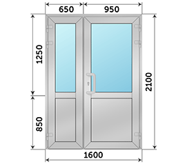 Полуторная дверь со стеклом AGS 1600x2100