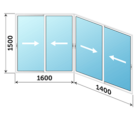 Окно на лоджию AGS 3000x1500