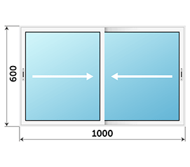 Двухстворчатое окно СИАЛ 1000x600