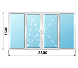 Окно на балкон Provedal 2800x1600
