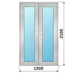 Двухстворчатая дверь остекленная Reynaers 1300x2100