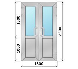 Двухстворчатая дверь со стеклом Provedal 1500x2500