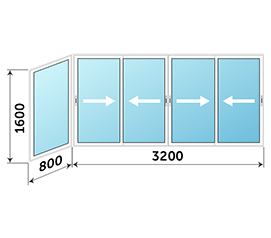Балконное окно Provedal 4000x1600