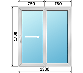 Полуторная дверь остекленная AGS 1500x1700