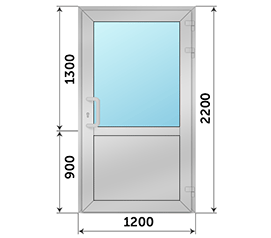 Одностворчатая дверь со стеклом AGS 1200x2200
