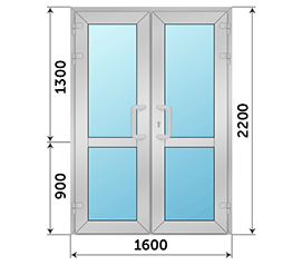 Двухстворчатая дверь остекленная Krauss 1600x2200