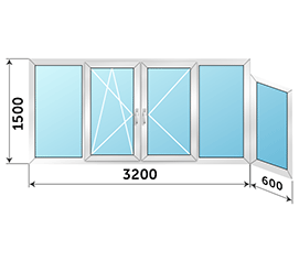Окно на балкон AGS 3800x1500