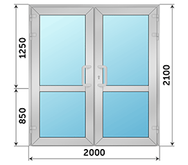 Двухстворчатая дверь остекленная СИАЛ 2000x2100