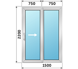 Полуторная дверь остекленная Vidnal 1500x2200