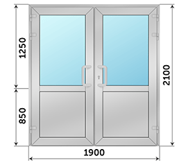 Двухстворчатая дверь со стеклом AGS 1900x2100