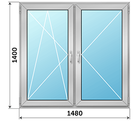 Двухстворчатое окно СИАЛ 1480x1400