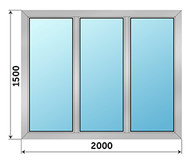 Трехстворчатое окно ALUTECH 2000x1500