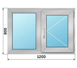 Двухстворчатое окно СИАЛ 1200x800