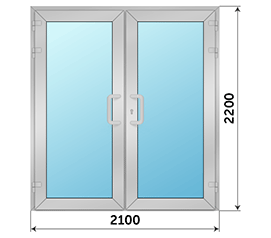 Двухстворчатая дверь остекленная Vidnal 2100x2200