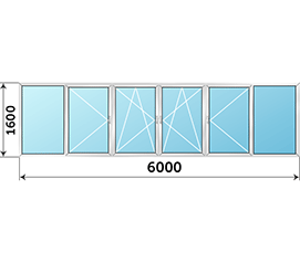 Окно на балкон ALUTECH 6000x1600