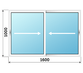 Двухстворчатое окно Alumil 1600x1000