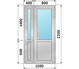 Полуторная дверь со стеклом Krauss 1200x2300