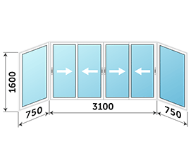 Балконное окно Krauss 4600x1600